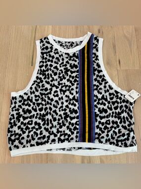 NEW Free People M Love Printed Tank Top NWT Black Combo